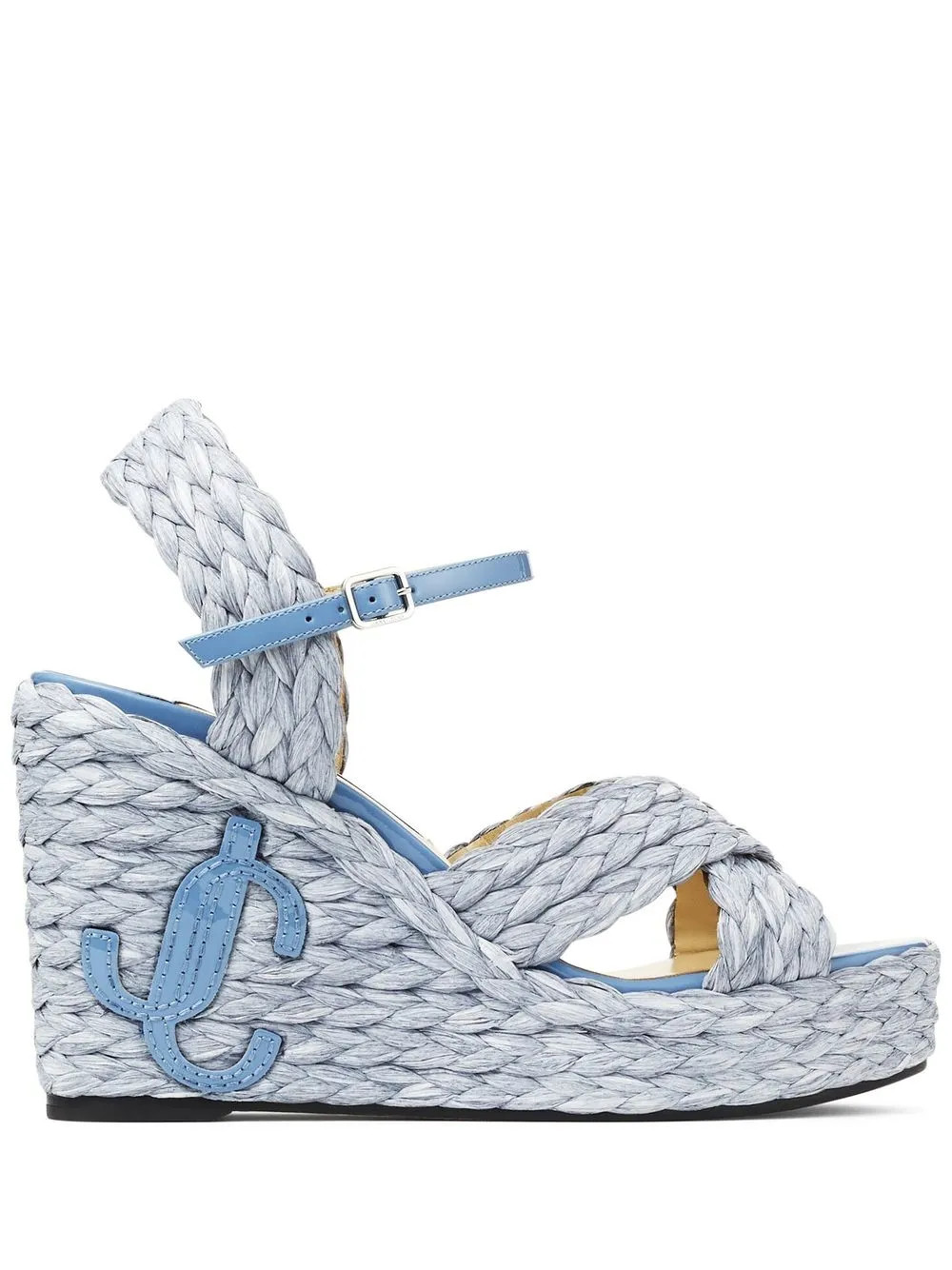 Jimmy Choo Dellena 100mm Woven Wedge Sandals - Farfetch | Farfetch Global