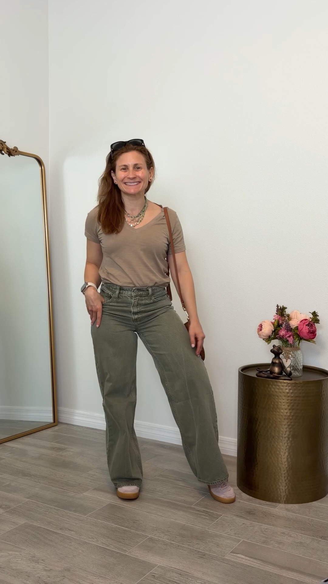 My basic V-neck T-shirt is a perfect capsule wardrobe essential! I also ￼Love these wide leg jeans, they come in petite length and a few different color options. I ended up sizing down two sizes, normally 26 and sized down to 24. ￼

#LTKPetite #LTKootd #LTKxMadewell
