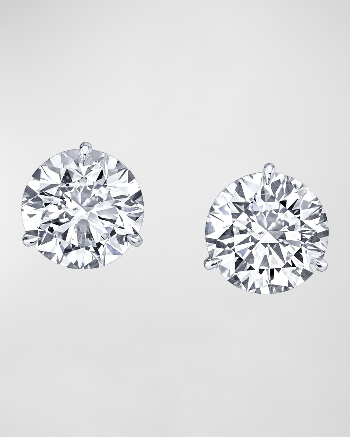 18K White Gold 3-Prong Diamond Martini Stud Earrings, 5tcw, 0.33"L / 0.33"W | Neiman Marcus