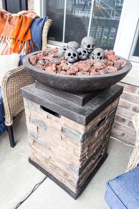 This Newcastle Firepit is the perfect size for my patio and this little fire skulls. It using a normal size propane tank to which is great. #firepit #patiofurniture #halloween 

#LTKHalloween #LTKhome #LTKSeasonal