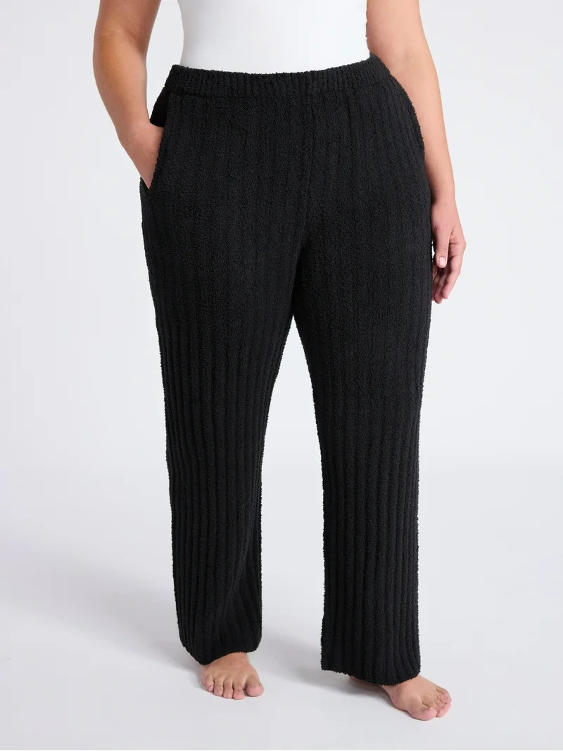 Joyspun Women's Sleepwear Ribbed Wide-Leg Pants, Sizes XS-3X | Walmart (US)