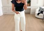 Wearing an xs in ribbed tee, I love the eyelet detail on the sleeve. Such a great basic! I wear a 25 short in this wide leg denim. Both are my true size 

#LTKstyletip #LTKover40 #LTKsalealert