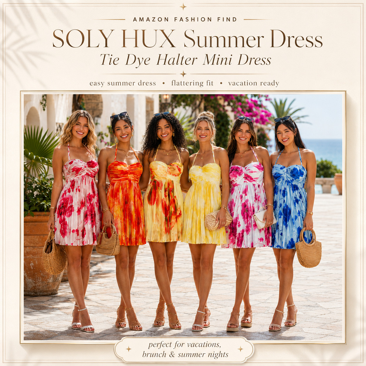 SOLY HUX Summer Chic | Tie Dye Halter Top A-Line Mini Dresses ☀️ 

Tie dye mini dresses that make summer outfits feel bright, flattering, and instantly vacation-ready!

These SOLY HUX halter mini dresses are such good Amazon fashion finds if you want an easy summer dress that feels feminine, colorful, lightweight, and perfect for warm-weather plans.

The tie dye print, halter neckline, backless detail, sleeveless cut, and flowy A-line shape give this dress that effortless vacation look while still working for brunch, beach trips, resort dinners, summer parties, date nights, bridal showers, girls’ trips, and casual sunny days.

What I love about this is that it looks like a full outfit without needing much styling!!

The bright color options make it easy to pick your vibe — pink and red for a feminine summer moment, orange and yellow for tropical plans, or blue for a fresh coastal outfit feel.

Pair it with strappy sandals, wedges, a raffia bag, sunglasses, gold jewelry, a claw clip, or a straw hat for an easy beach-to-dinner or brunch-to-vacation look.

I did the digging for you — if you’ve been wanting cute Amazon dresses, tie dye mini dresses, halter summer dresses, backless vacation dresses, brunch outfits, or affordable summer dresses that still look elevated, this SOLY HUX dress is one I’d check first before colors and sizes start moving!!

📌 SAVE this for summer vacations, brunch outfits, and easy Amazon dress finds.

↓ Everything is linked!

#LTKActive #LTKSaleAlert #LTKTravel