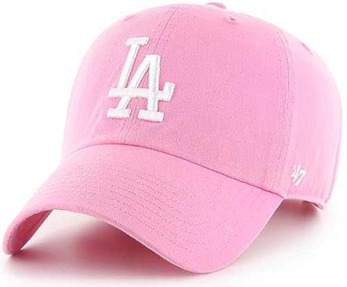 47 Brand MLB Rose Pink Primary Logo Clean Up Adjustable Baseball Cap Hat, Adult One Size Fits All - Los Angeles Dodgers Rose Pink | Amazon (US)