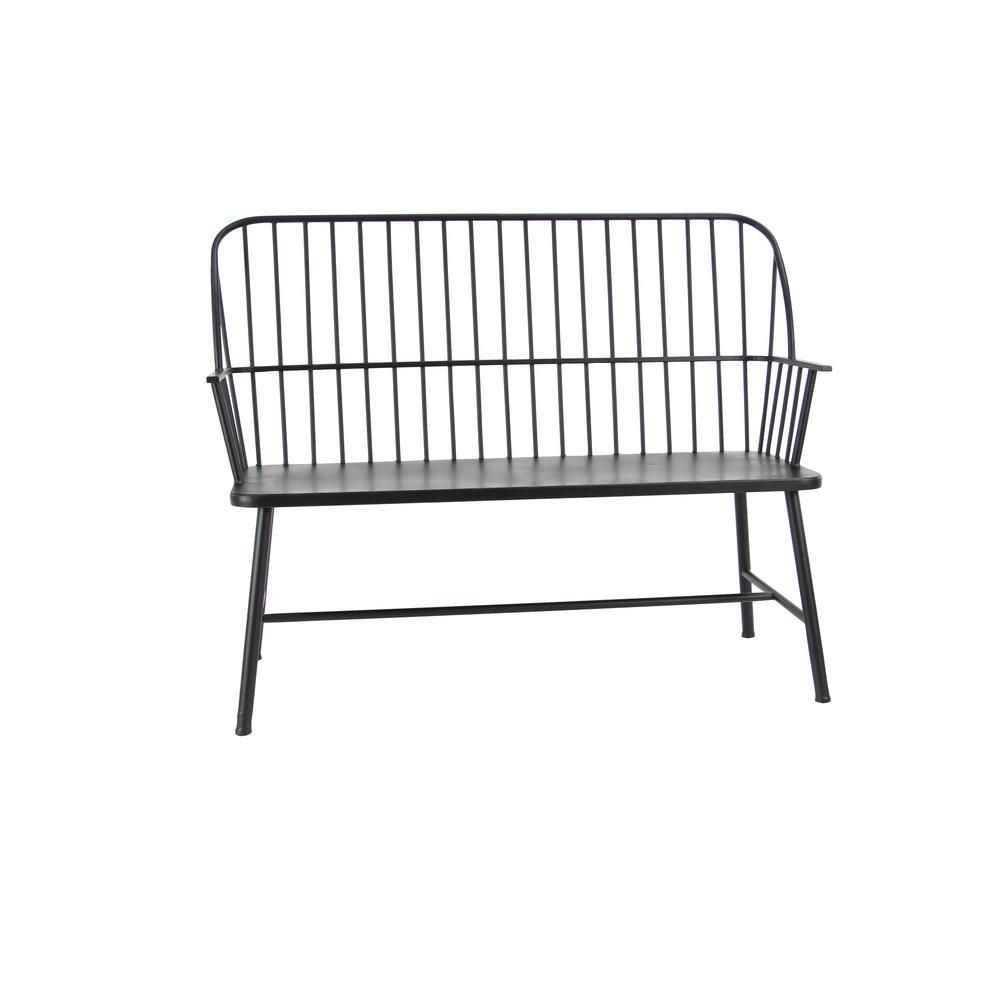 LITTON LANE 48 in. x 38 in. Black Metal Traditional Bench | The Home Depot