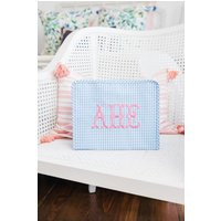 Embroidered Trvl Roadie // Personalized Makeup Bag Gift For Her Custom Toiletry Gingham Cosmetic Case Bridesmaid Proposal | Etsy (US)