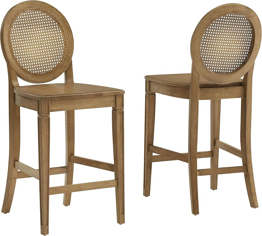 Crosley Furniture Katia Traditional Rattan Style Oval Cane-Back Counter Height Stool Set of 2, Ba... | Amazon (US)