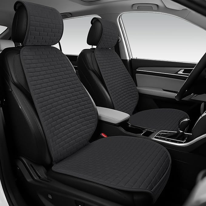 Linen Car Seat Covers Front Seat Covers - 2 PCS Durable & Non-Slip Breathable Cloth Fabric Car Se... | Amazon (US)
