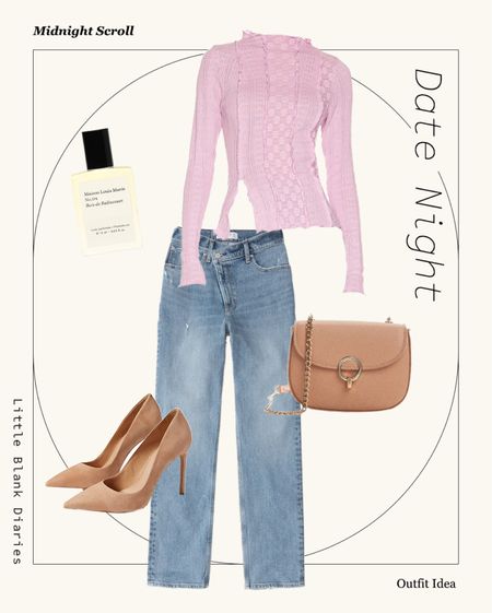 A date night look with wide leg jeans and the cutest free people top 🤩