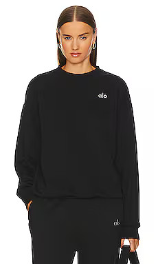 alo Accolade Crew Neck Pullover Sweatshirt in Black from Revolve.com | Revolve Clothing (Global)