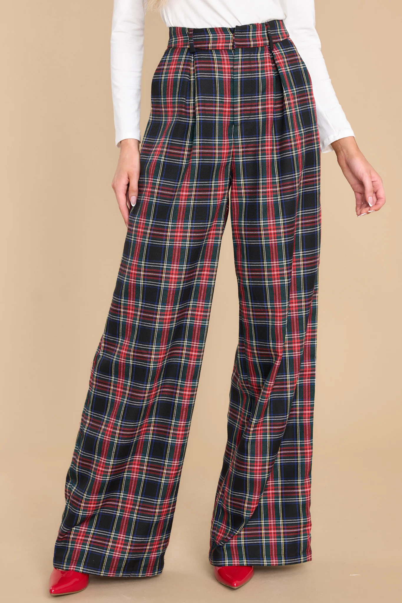 Coming Together Black Multi Plaid Pants | Red Dress 