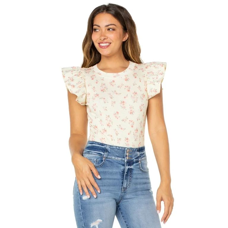 Celebrity Pink Juniors Flutter Sleeve Bodysuit | Walmart (US)