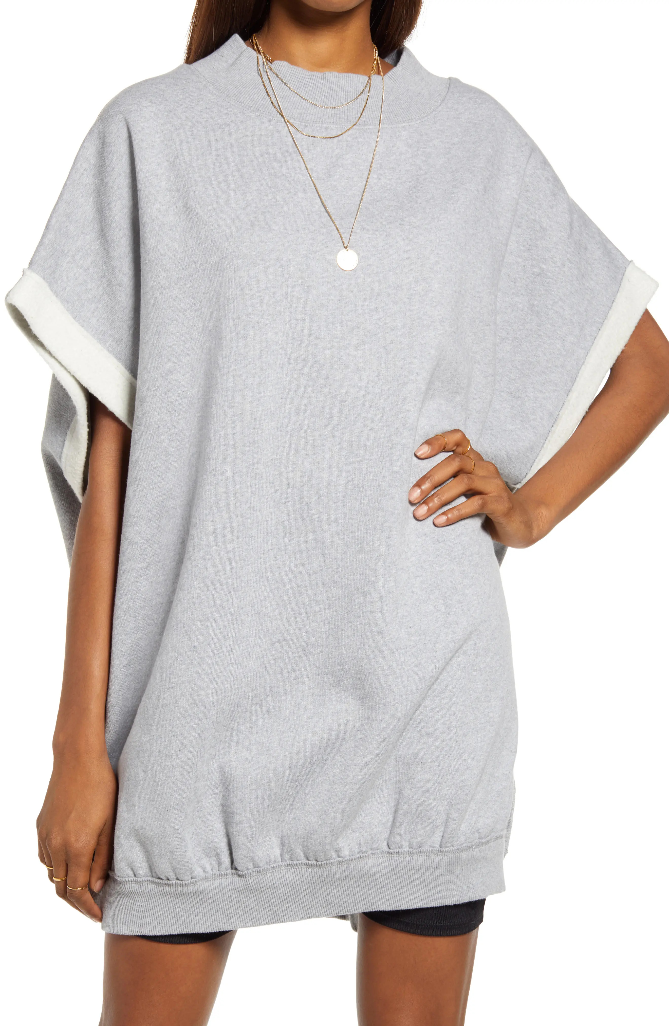 Free People Grove Cotton Blend Pullover, Size Small in Heather Grey at Nordstrom | Nordstrom