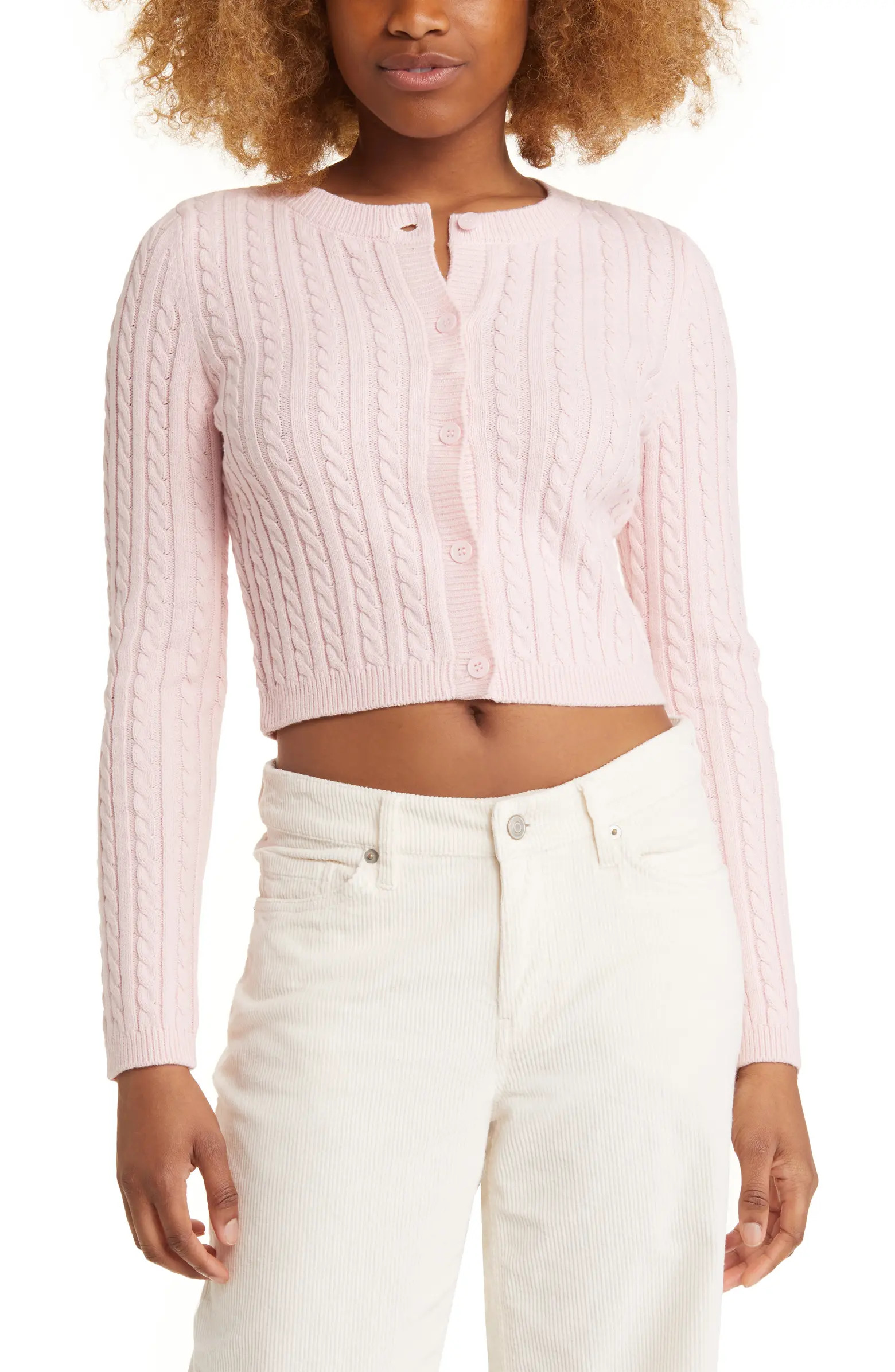 Cable Crewneck Cardigan | Nordstrom