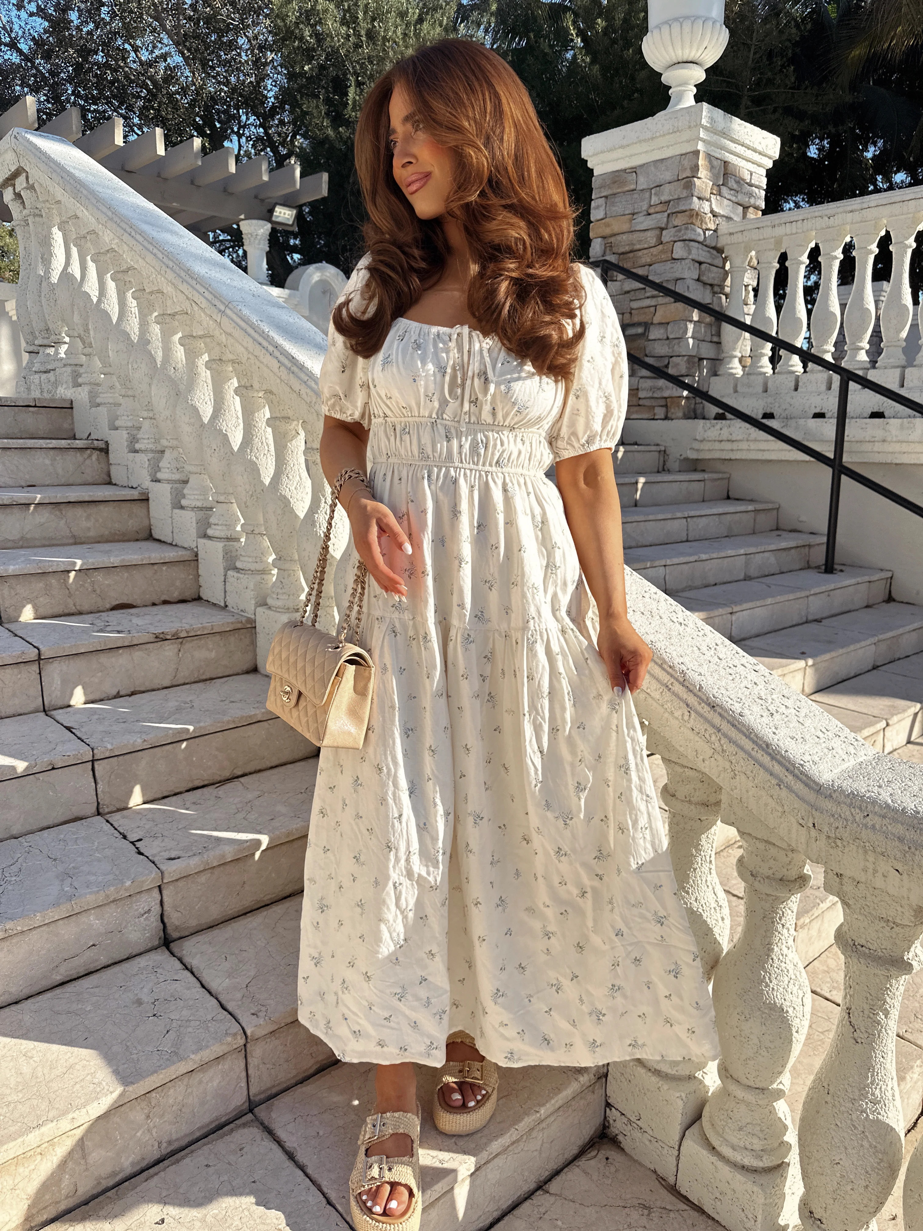 Forget Me Not Floral Puff Sleeve MIDI | Shop Your Darling Style