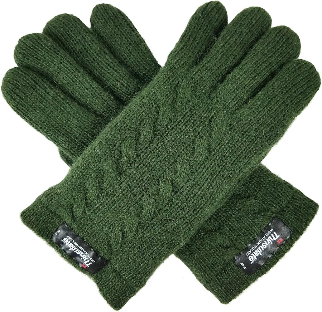 BRUCERIVER Ladie's Pure Wool Knit Gloves with Thinsulate Lining and Cable design | Amazon (US)