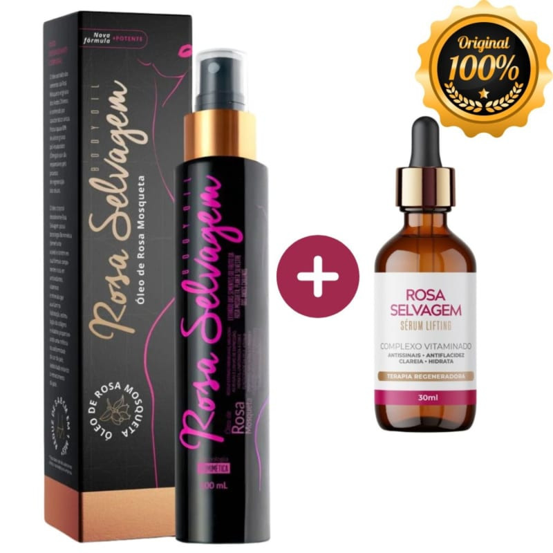 Kit Sérum Lifting e Óleo Corporal de Rosa Mosqueta Rosa Selvagem | Beleza Na Web (BR)