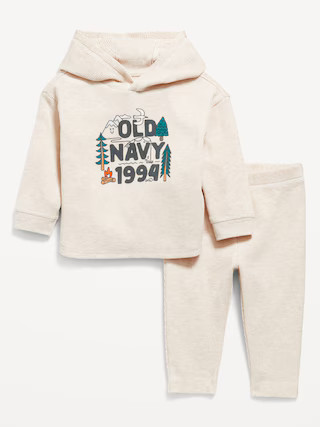 Thermal-Knit Logo-Graphic Hooded Top and Pants Set for Baby | Old Navy (US)