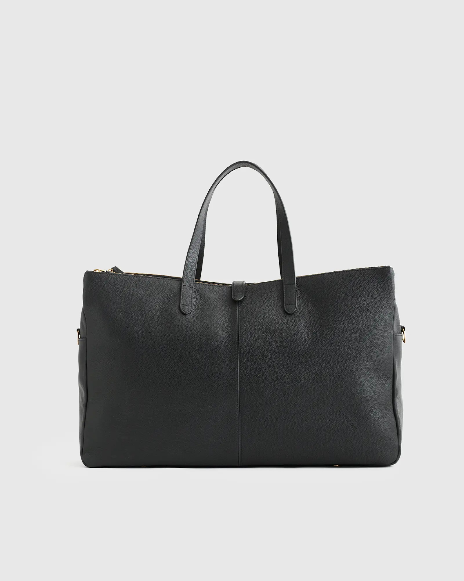 Italian Leather Triple Compartment Weekender in Black | Quince