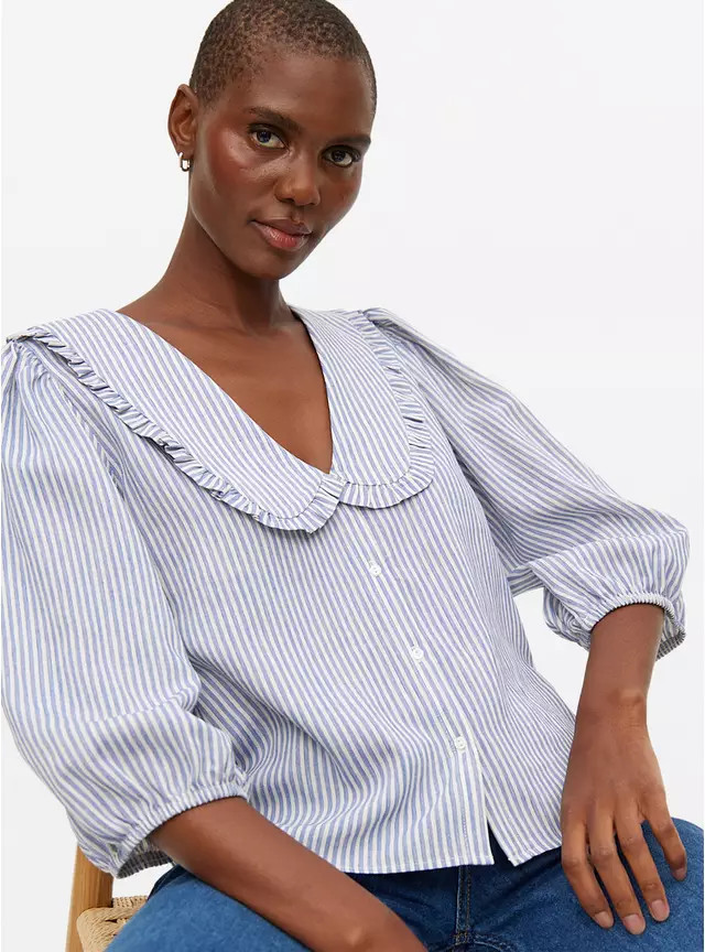 Blue Stripe Collared Blouse 24 | Tu Clothing