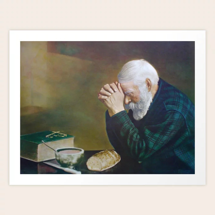 Eric Enstrom Grace Man Praying Over Bread Art Print | Society6