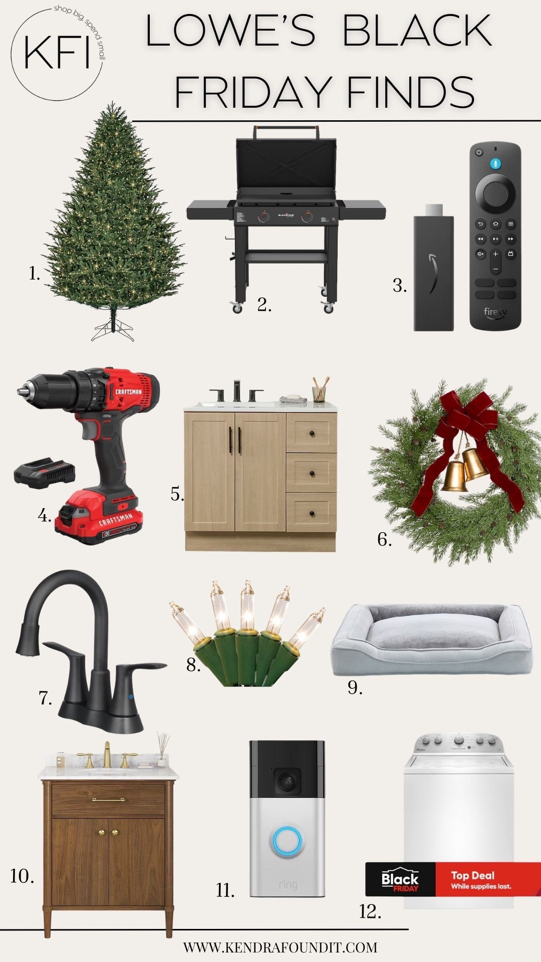 Lowe’s Black Friday finds are GOOD this year. 🙌 I rounded up my top deals, including the exact 7.5 ft pre-lit Christmas tree we just put in our living room (number 1). It’s the GE Madison Fir with soft warm lights, a dimmer, and the full, fluffy “viral Christmas tree” look without the designer price tagChris

I also found a few practical items that would make great Christmas gifts and items for your home: a Blackstone-style grill, Craftsman drill, modern bathroom vanities, classic wreath and string lights, matte black faucet, a cozy dog bed (did you know that Lowe’s now sells pet accessories?!), a Ring doorbell, and a Black Friday–priced washer that’s such a steal.

If you’re shopping Lowe’s Black Friday deals for home, holiday, and gifts, this roundup is a great place to start. Tap any image to shop my Lowe’s Black Friday finds and my new favorite 7.5 foot Christmas tree. Linked everything here.

#ad #lowespartner @loweshomeimprovement

#LTKCyberWeek #LTKHoliday #LTKHome