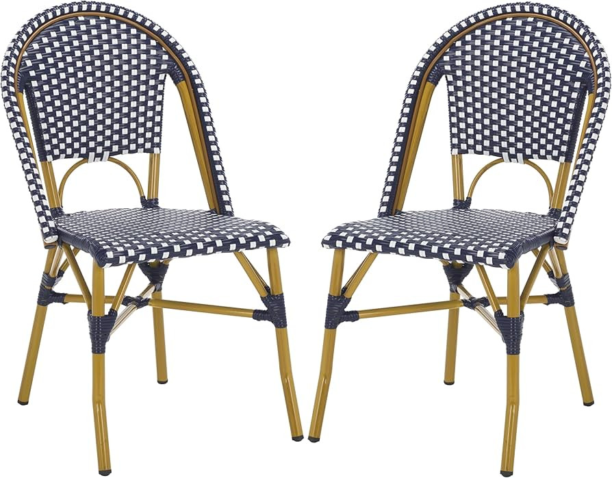 Safavieh Home Collection Hooper Indoor-Outdoor Stacking Side Chairs | Navy & White | Set of 2 | Amazon (US)