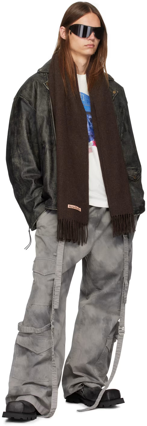 Brown Oversized Fringe Wool Scarf | SSENSE
