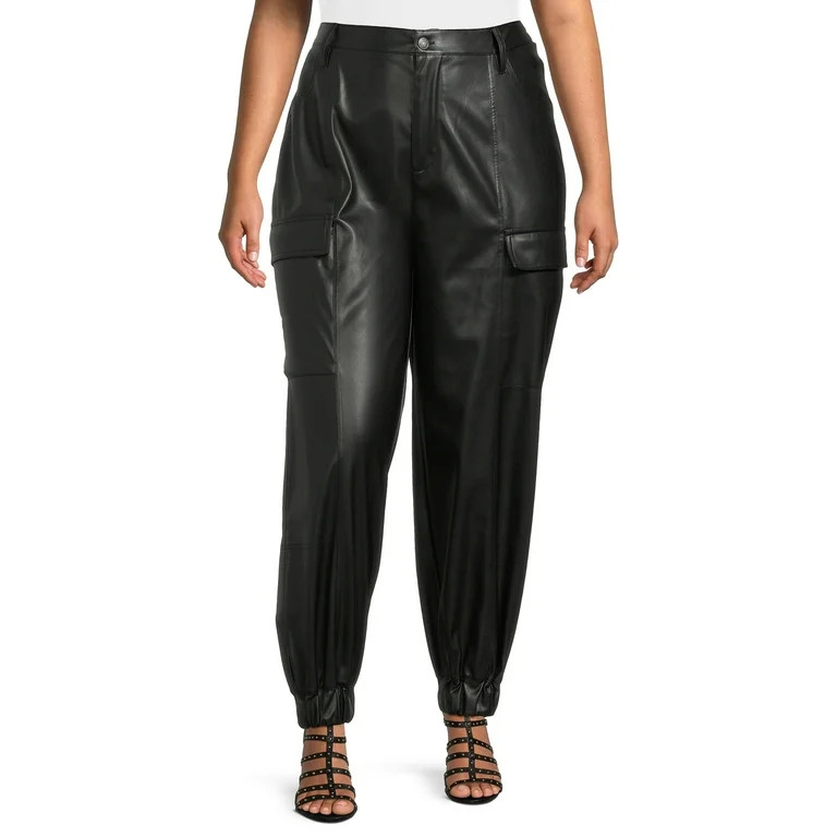 Madden NYC Juniors Plus Size Faux Leather Joggers | Walmart (US)