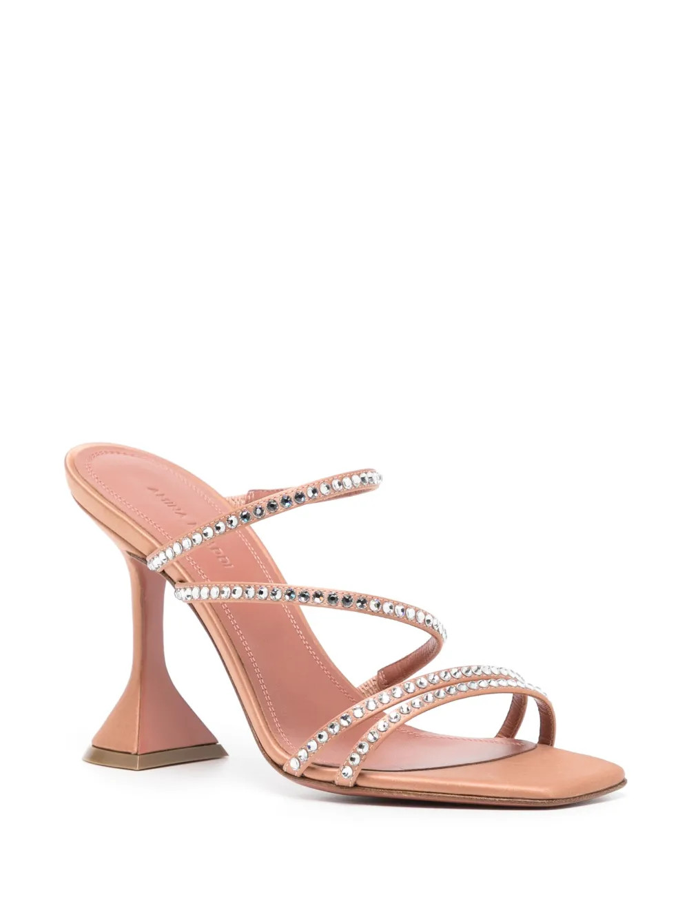 Amina Muaddi 100mm Naima crystal-embellished Sandals | Brown | FARFETCH | Farfetch Global