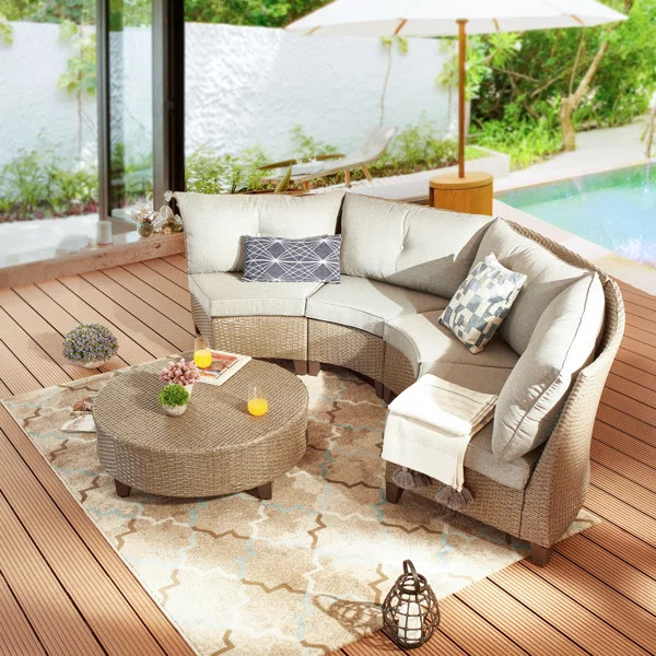 Rochele Wicker/Rattan 4 - Person Seating Group with Cushions | Wayfair North America