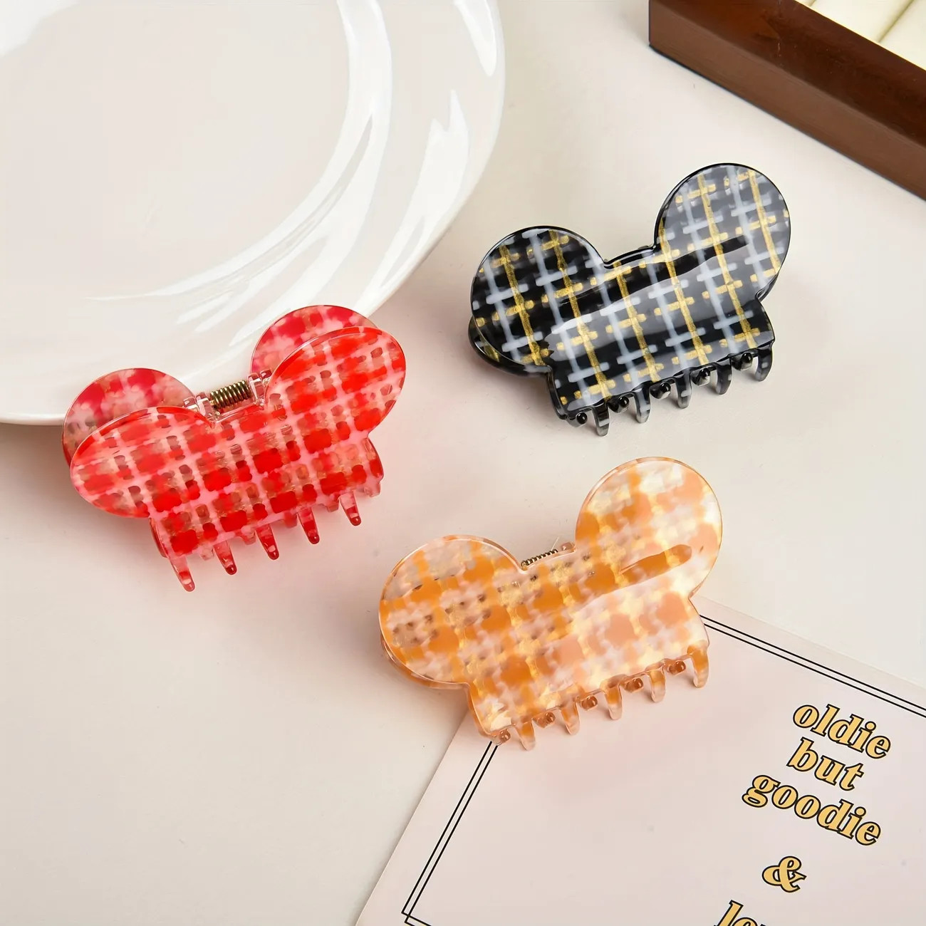 1pc Acetate Mouse Ears Hair Claw Clips Plaid Pattern Hair Clips Sweet Jaw Clips Back Head Hair Ha... | Temu Affiliate Program
