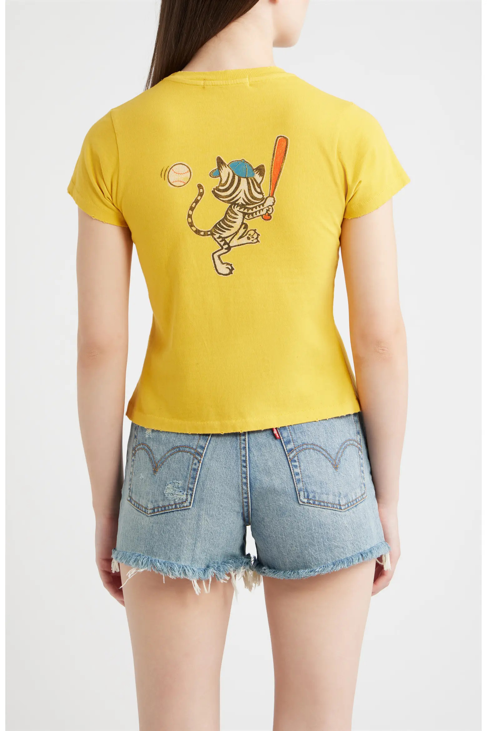 Daydreamer Batter Up Kitty Graphic Vintage Tee (Women) | Nordstrom | Nordstrom