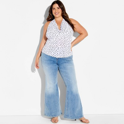 Women's Cowl Halter Tank Top - Wild Fable™ Cream Polka Dots 4X | Target