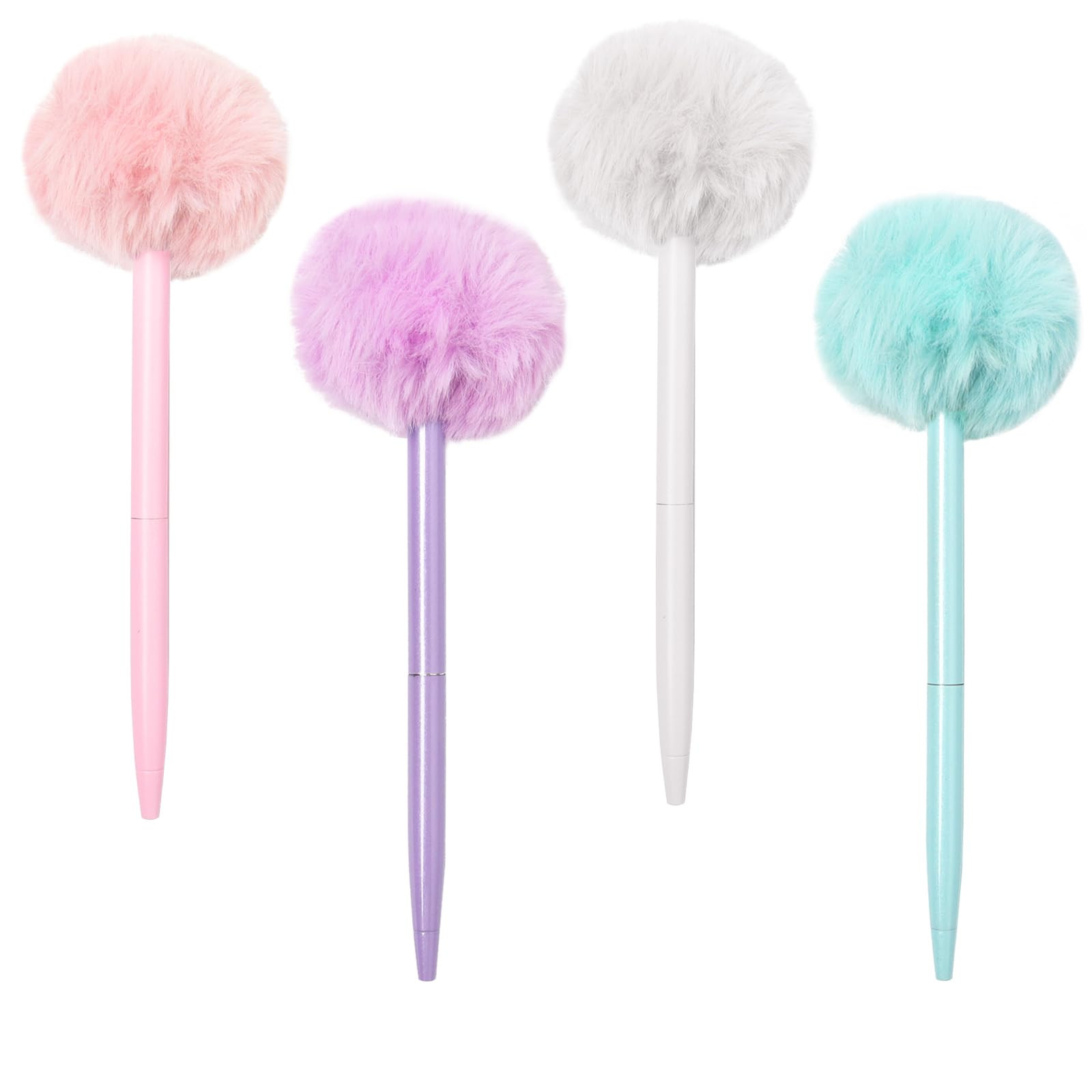 Pom Pom Ballpoint Pen 4 Pieces Fluffy Ball Pens Cute Kawaii Pen Black Gel Ink Ballpoint Pens for ... | Amazon (US)