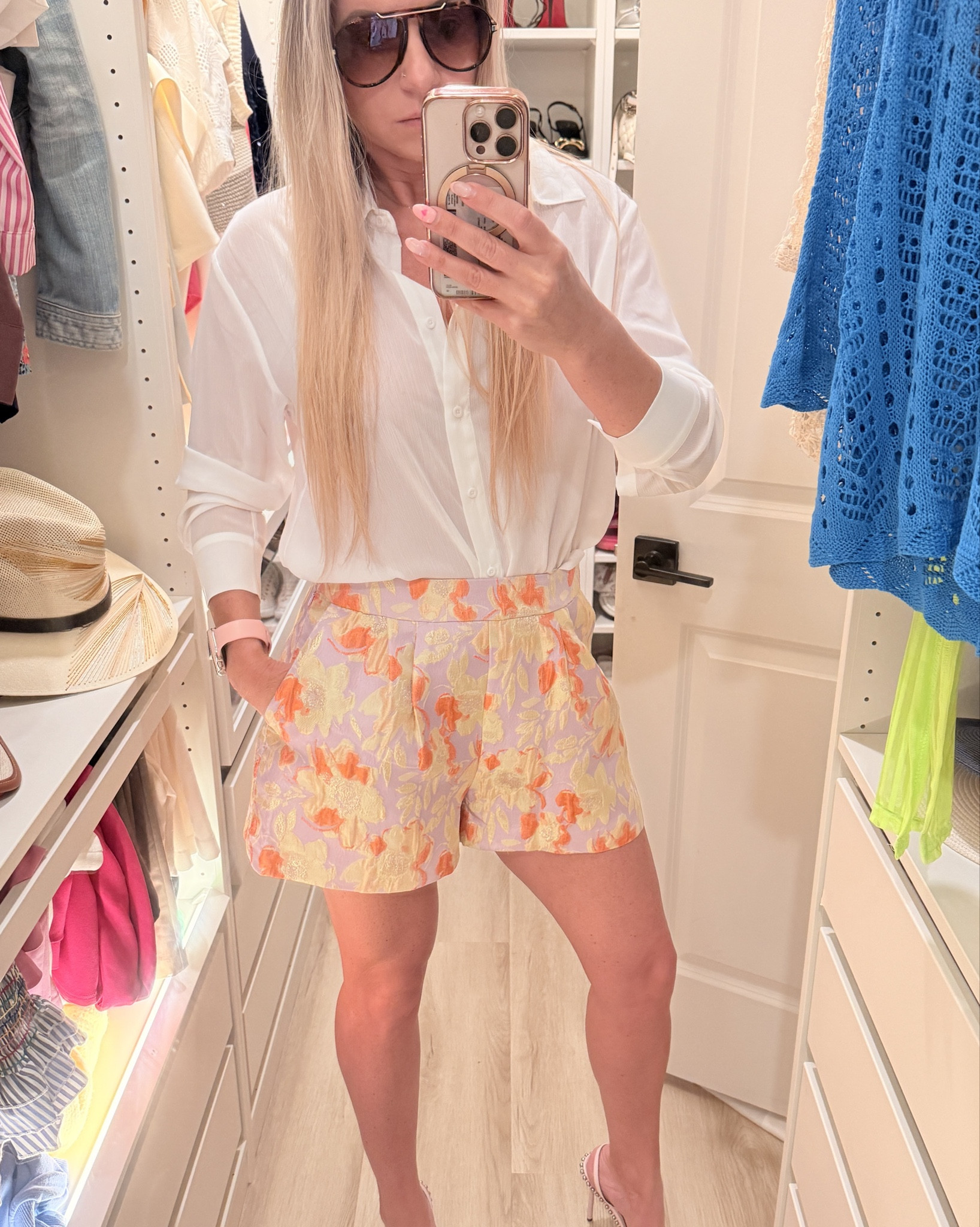 My new fav spring shorts! They look like a skirt in person also the color! 😍 Has some gold knit in them! You can pair it with so many color tops! So beautiful in person! Wearing size M. 

#LTKU #LTKootd #LTKSaleAlert
