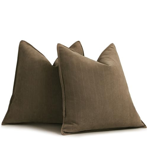 ZWJD Brown Pillow Covers 20x20 Set of 2 Chenille Throw Pillow Covers with Elegant Design Soft and Luxurious Decorative Throw Pillows for Couch, Bed, and Home Decor | Amazon (US)
