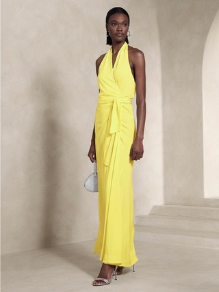 Bettina Satin Halter Maxi Dress | Banana Republic (US)