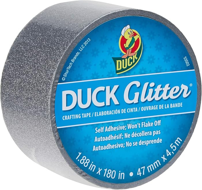 Duck Brand 284725 Glitter Crafting Tape, 1.88-Inch x 5-Yard, Silver, Single Roll | Amazon (US)