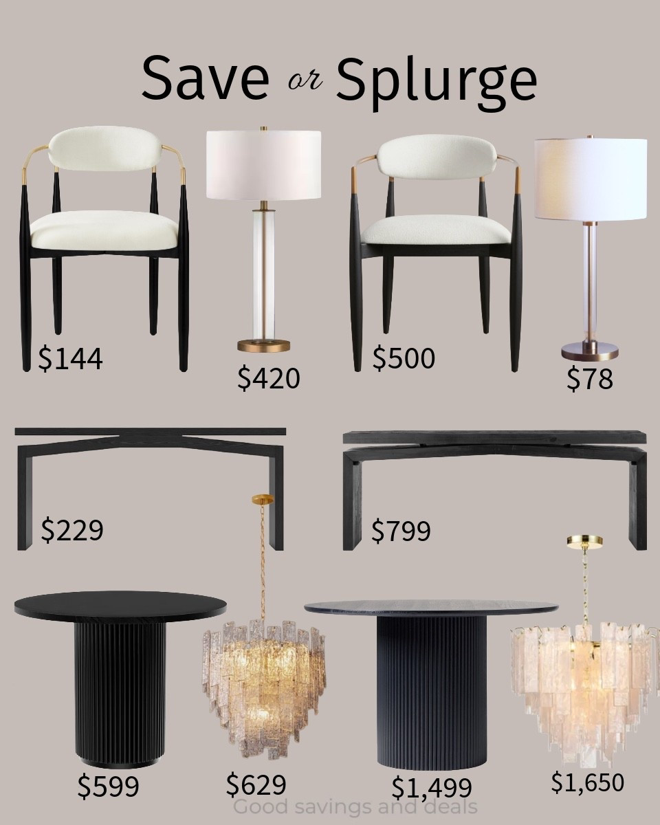 Save or splurge dining room inspiration. Modern dining room furniture. High end look for fraction of price.

#LTKHome #LTKSaleAlert
