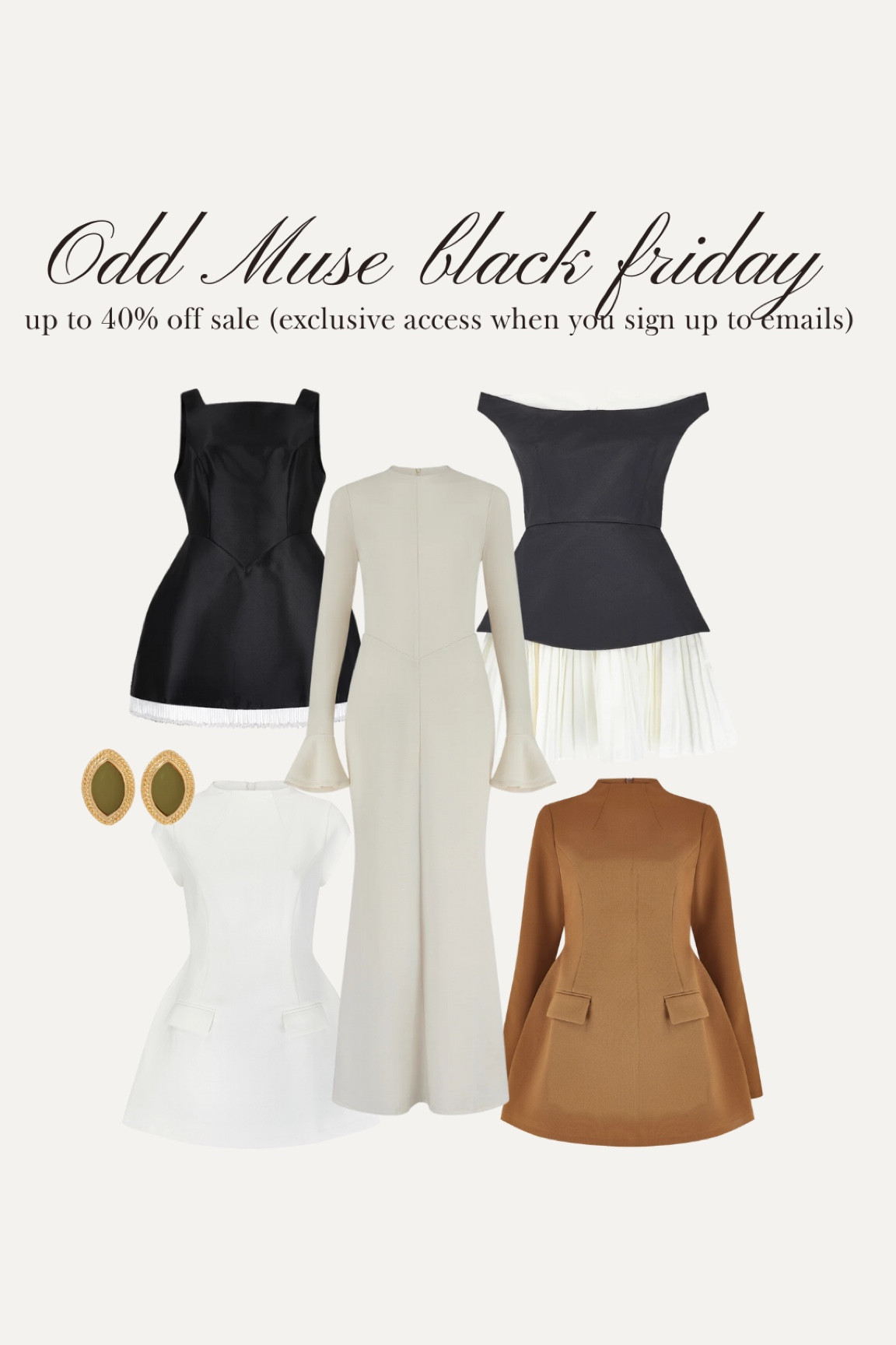 My odd muse Black Friday picks, odd muse cap sleeve dress, olive earrings, olive dress, black odd muse dress, odd muse party 

#LTKeurope #LTKCyberWeek