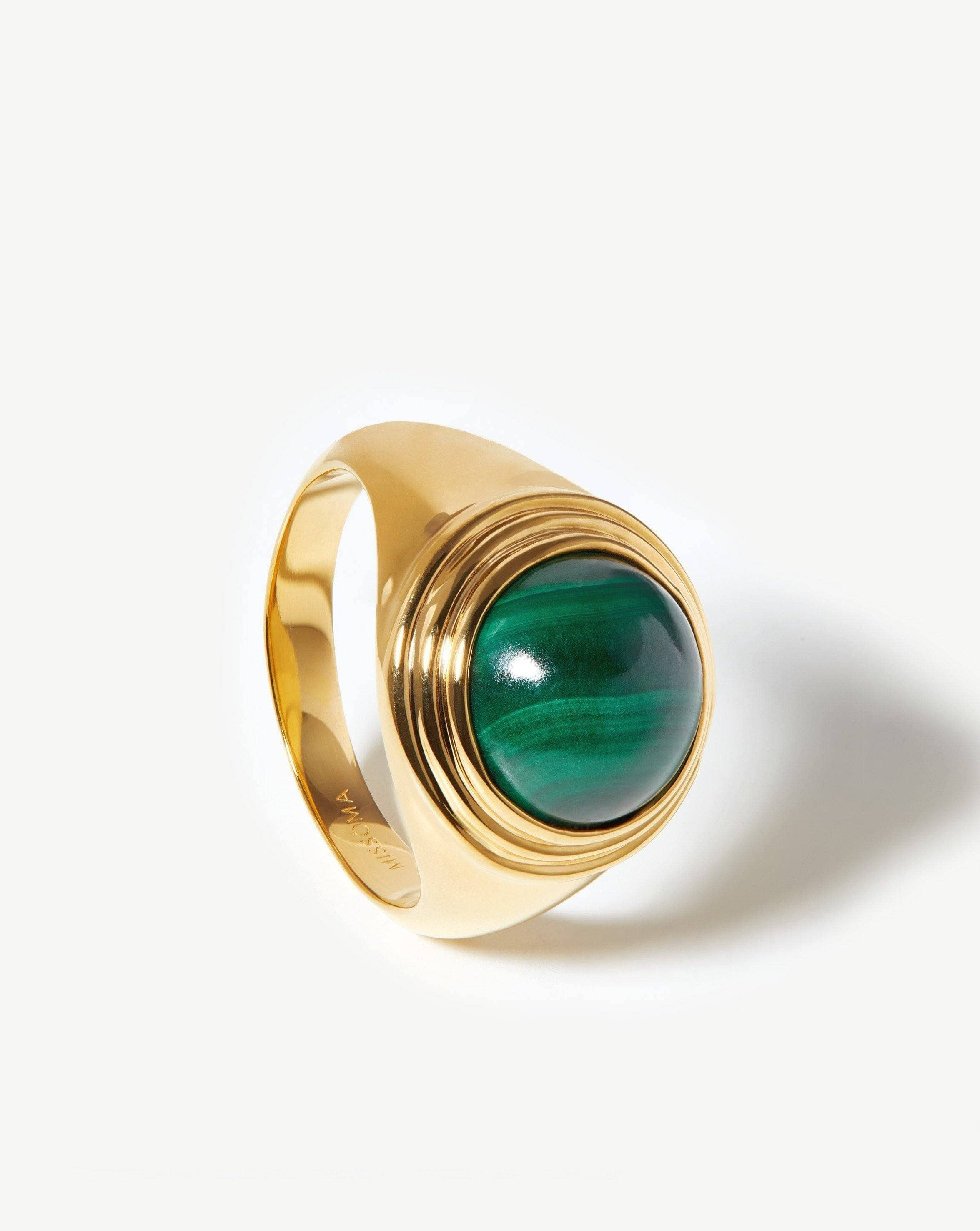 Sphere Ridge Ring | 18ct Gold Plated/Malachite | Missoma