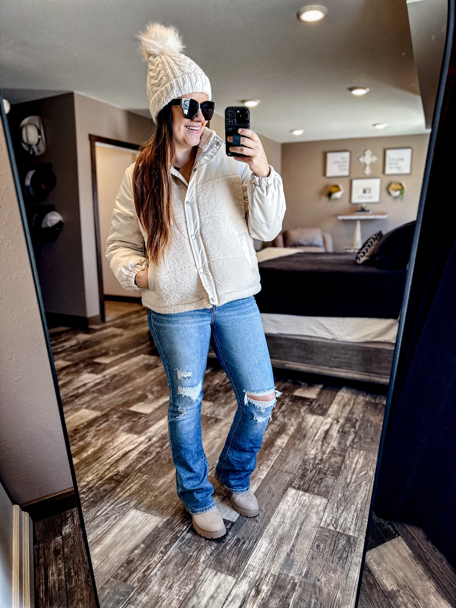 Sharing some of my favorite Walmart fashion finds! The hat and sunglasses make for the perfect stocking stuffers 🎅🏼 and can you believe this puffer jacket is only $29.98?! I’m wearing a large but probably could have went down to my normal size medium. And the boots (I’m in my normal size 10)….. they are on roll back for $19.98! Seriously, I cannot get over these prices 🤯 

#walmartfashion #walmart #stockingstuffers #rollback #salealert 

#LTKSaleAlert #LTKMidsize #LTKFindsUnder50