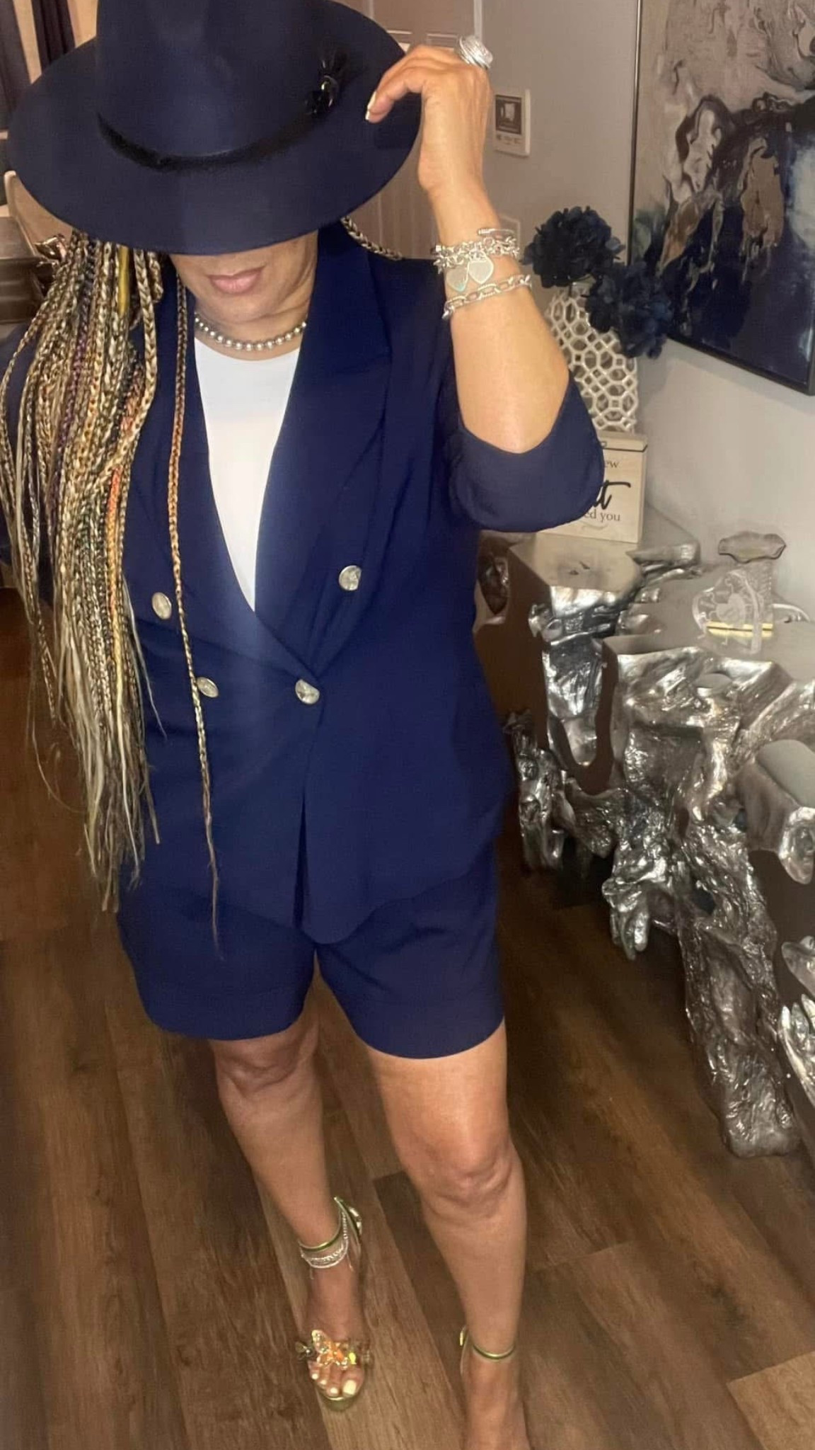 A Blazer Short Set is indeed a Trailblazer in itself! It literally can be dressed up or down for all occasions.  Paired with a wide brimmed Fedora and a pair of Betsey Johnson platforms heels 👠!!  📸🎥 Showstopper🔥🔥 #shortset #fedora #heels #blazer #classy #chic #sexy #affordable #trendy #showstopper #staple #ootd #datenight #brunch #ladiesnight #style #stylish 

#LTKStyleTip #LTKOver40 #LTKMidsize