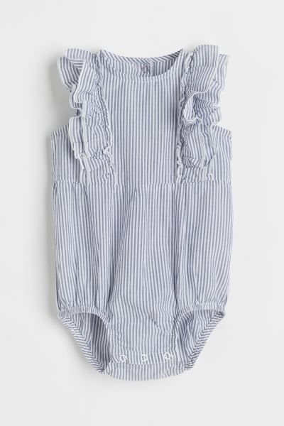 Sleeveless romper suit in woven cotton fabric. Double layers of flounces extending over shoulders... | H&M (US + CA)