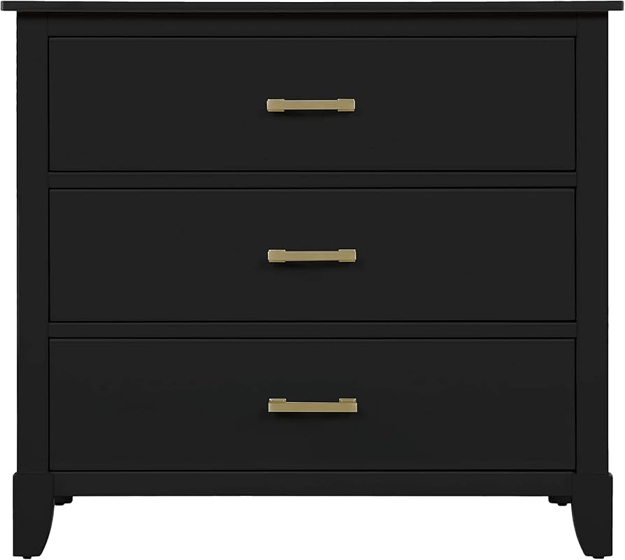 Dream On Me Universal 3 Drawers Chest in Black W Gold, Kids Bedroom Dresser, Pre-Assembled Drawer... | Amazon (US)