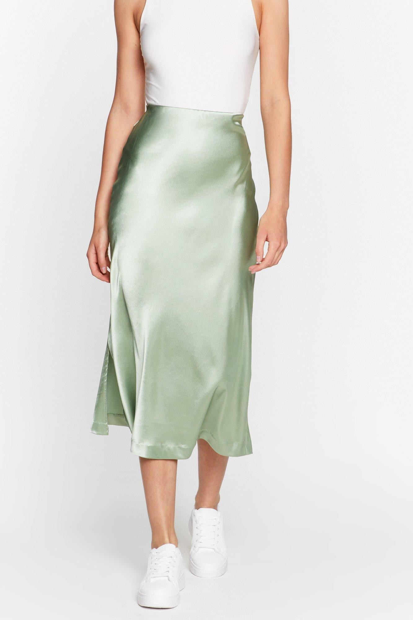Womens Let's Kick Split Satin Midi Skirt - Pistachio | NastyGal (US & CA)