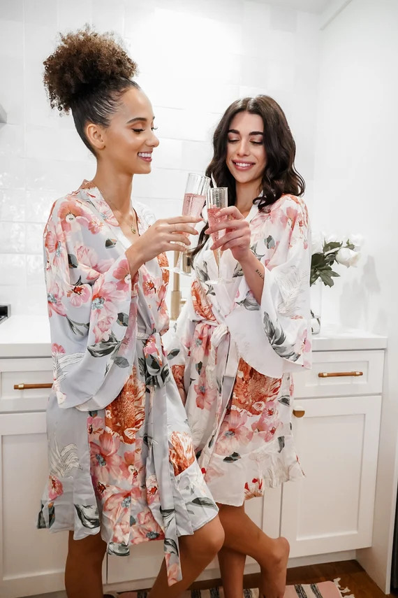 NEW Ruffle Bridesmaid Robes | Bridesmaid Gifts | Bridal Party Floral Robes |Wedding Bride Robe | ... | Etsy (US)