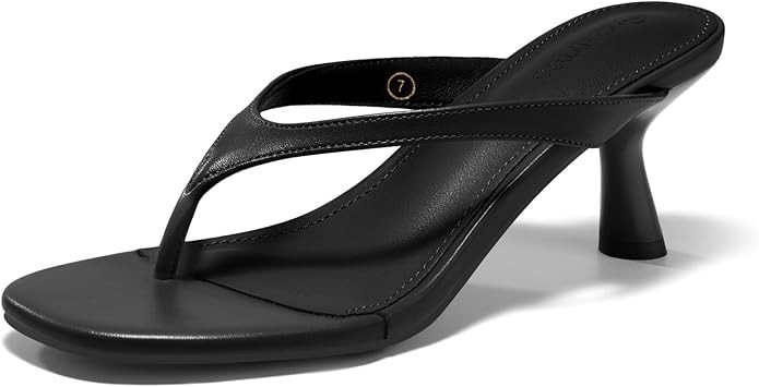 Coutgo Womens Kitten Low Heels Flip Flop Open Toe Thong Sandals Slides Slip On Summer Beach Dress... | Amazon (US)