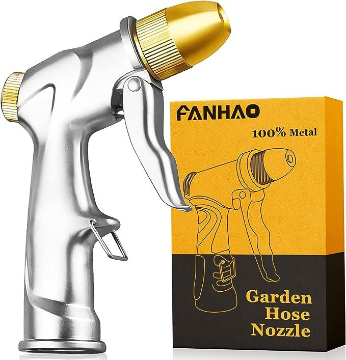 FANHAO Upgrade Garden Hose Nozzle Sprayer, 100% Heavy Duty Metal Handheld Water Nozzle High Press... | Amazon (US)